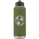 Personalized olive green 32 oz vacuum insulated water bottle with 'Soccer Ball' design