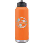 Personalized orange 32 oz vacuum insulated water bottle with 'Soccer Ball' design