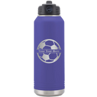 Personalized purple 32 oz vacuum insulated water bottle with 'Soccer Ball' design