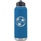 Personalized royal blue 32 oz vacuum insulated water bottle with 'Soccer Ball' design
