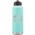 Personalized teal 32 oz vacuum insulated water bottle with 'Soccer Ball' design