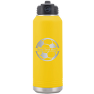 Personalized yellow 32 oz vacuum insulated water bottle with 'Soccer Ball' design