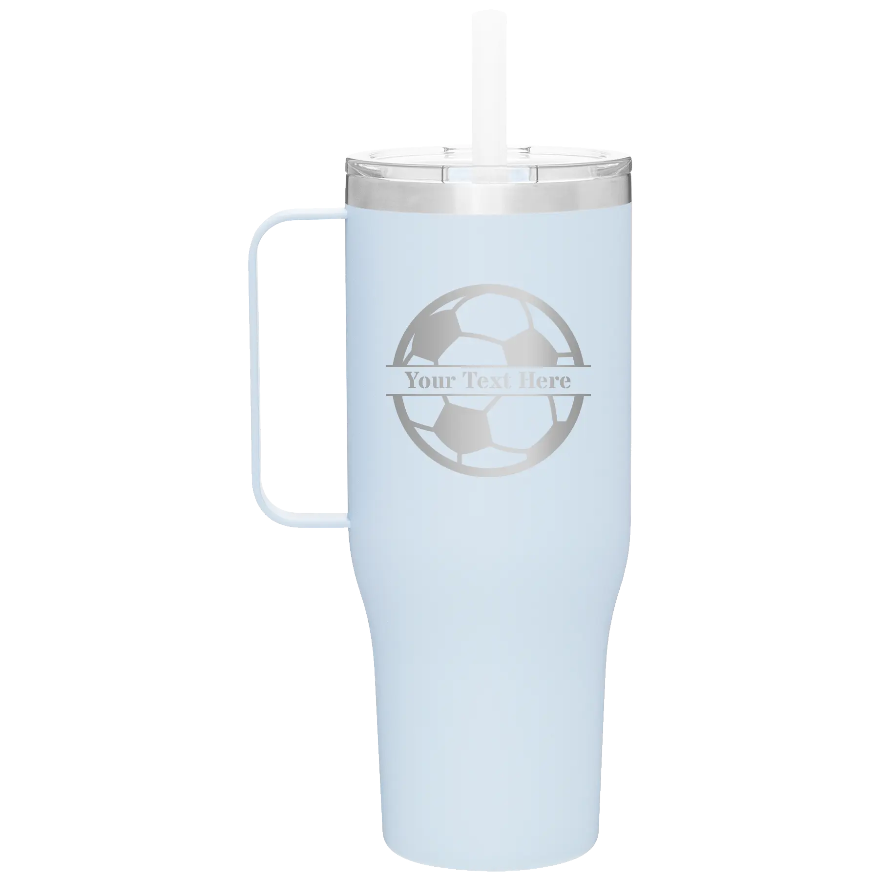 Personalized landfall 40 oz vacuum insulated tumbler mug with 'Soccer Ball' design