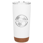 Personalized white 20 oz vacuum insulated tumbler with 'Soccer Ball' design