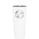 Personalized white 20 oz vacuum insulated tumbler with 'Soccer Ball' design