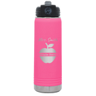 Personalized pink 20 oz vacuum insulated water bottle with 'Teacher Grade' design