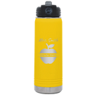 Personalized yellow 20 oz vacuum insulated water bottle with 'Teacher Grade' design