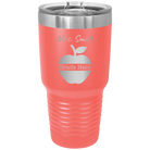 Personalized coral 30 oz vacuum insulated tumbler with 'Teacher Grade' design