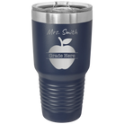 Personalized navy 30 oz vacuum insulated tumbler with 'Teacher Grade' design