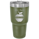 Personalized olive green 30 oz vacuum insulated tumbler with 'Teacher Grade' design