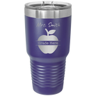 Personalized purple 30 oz vacuum insulated tumbler with 'Teacher Grade' design