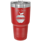 Personalized red 30 oz vacuum insulated tumbler with 'Teacher Grade' design
