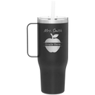 Personalized black 40 oz vacuum insulated tumbler mug with 'Teacher Grade' design