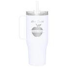 Personalized white 40 oz vacuum insulated tumbler mug with 'Teacher Grade' design