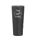 Personalized black 20 oz vacuum insulated tumbler with 'Happy Birthday' design