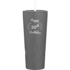 Personalized slate 20 oz vacuum insulated tumbler with 'Happy Birthday' design
