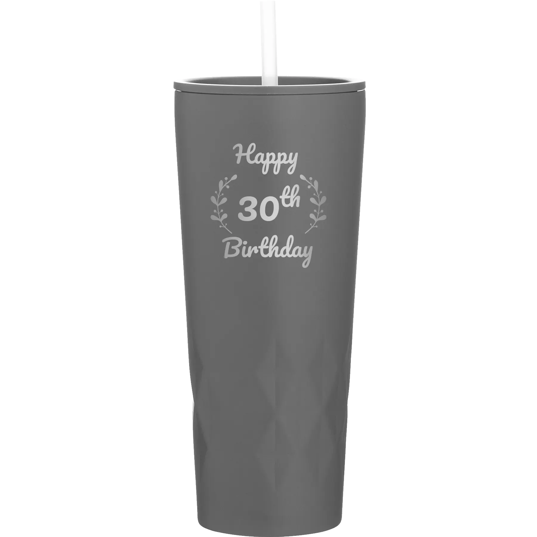 Personalized slate 20 oz vacuum insulated tumbler with 'Happy Birthday' design