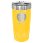 Personalized yellow 20 oz vacuum insulated tumbler with 'Worlds Best Teacher' design