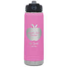 Personalized light purple 20 oz vacuum insulated water bottle with 'Worlds Best Teacher' design