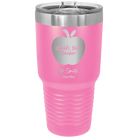 Personalized pink 30 oz vacuum insulated tumbler with 'Worlds Best Teacher' design