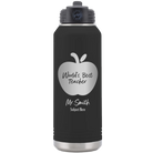 Personalized black 32 oz vacuum insulated water bottle with 'Worlds Best Teacher' design