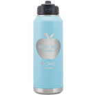 Personalized light blue 32 oz vacuum insulated water bottle with 'Worlds Best Teacher' design