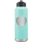 Personalized teal 32 oz vacuum insulated water bottle with 'Worlds Best Teacher' design