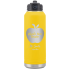 Personalized yellow 32 oz vacuum insulated water bottle with 'Worlds Best Teacher' design