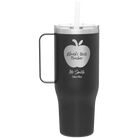 Personalized black 40 oz vacuum insulated tumbler mug with 'Worlds Best Teacher' design