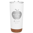 Personalized white 20 oz vacuum insulated tumbler with 'Worlds Best Teacher' design