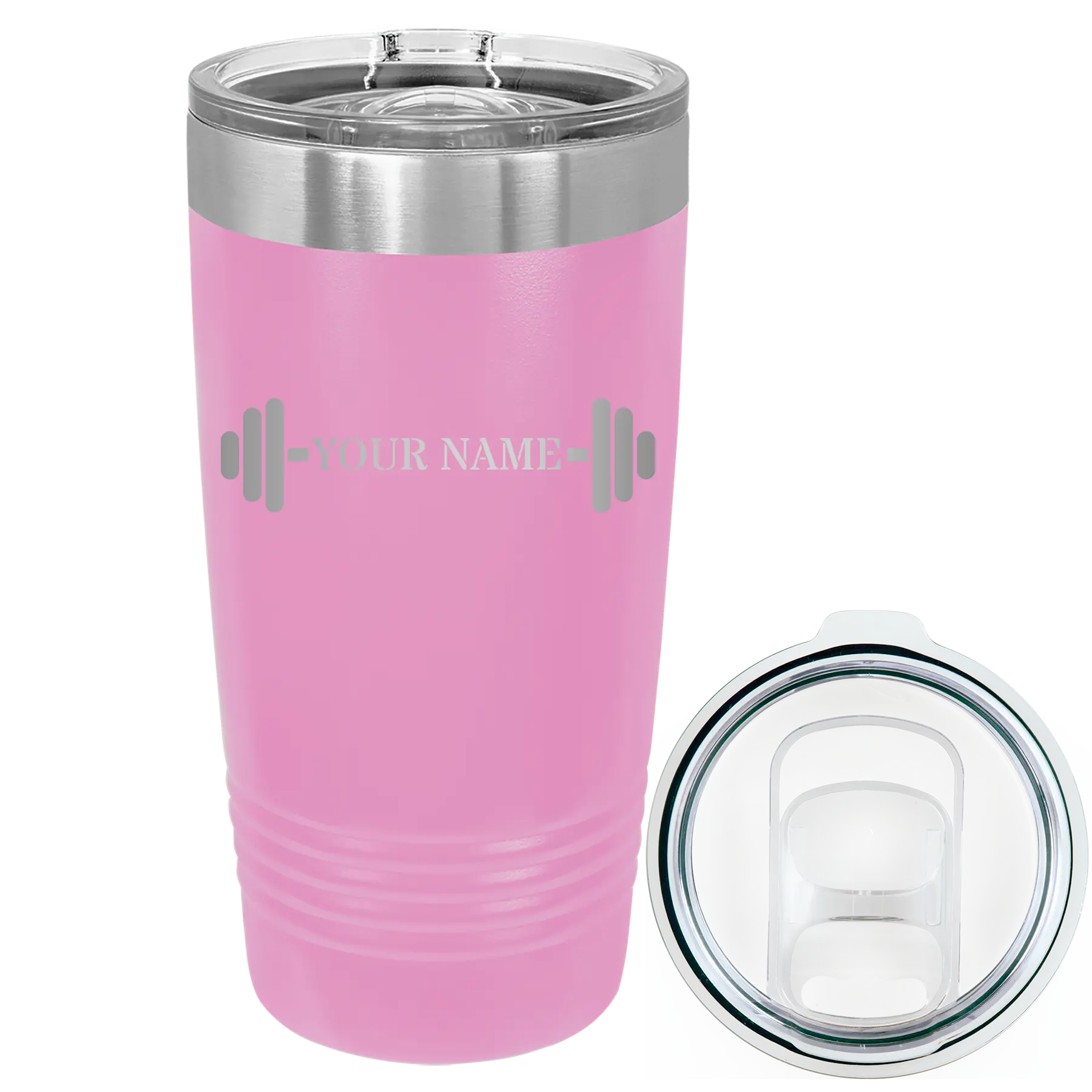 Personalized light purple 20 oz vacuum insulated tumbler with 'WEIGHTS NAME' design