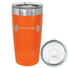 Personalized orange 20 oz vacuum insulated tumbler with 'WEIGHTS NAME' design
