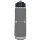 Personalized dark gray 20 oz vacuum insulated water bottle with 'WEIGHTS NAME' design
