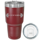 Personalized maroon 30 oz vacuum insulated tumbler with 'WEIGHTS NAME' design