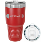 Personalized red 30 oz vacuum insulated tumbler with 'WEIGHTS NAME' design