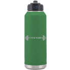 Personalized green 32 oz vacuum insulated water bottle with 'WEIGHTS NAME' design