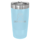 Personalized light blue 20 oz vacuum insulated tumbler with 'Cheers' design
