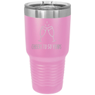 Personalized light purple 30 oz vacuum insulated tumbler with 'Cheers' design
