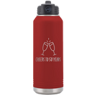 Personalized maroon 32 oz vacuum insulated water bottle with 'Cheers' design
