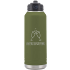 Personalized olive green 32 oz vacuum insulated water bottle with 'Cheers' design