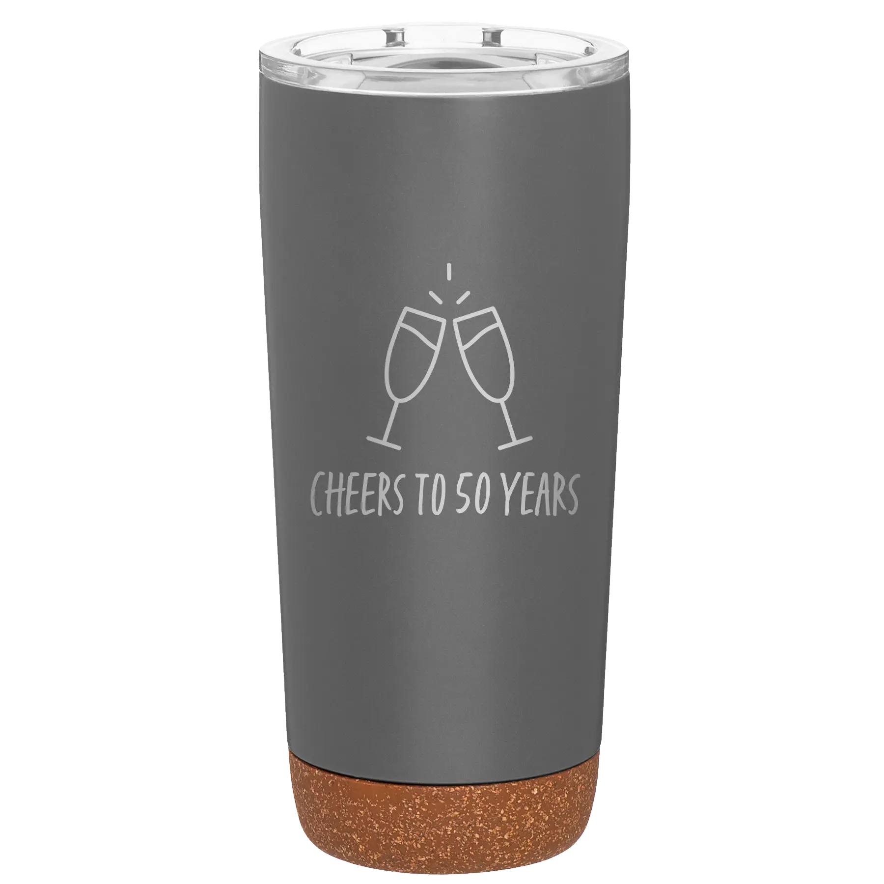 Personalized storm gray 20 oz vacuum insulated tumbler with 'Cheers' design