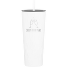 Personalized white 20 oz vacuum insulated tumbler with 'Cheers' design