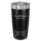 Personalized black 20 oz vacuum insulated tumbler with 'Two Lines Name and Title' design