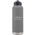 Personalized dark gray 32 oz vacuum insulated water bottle with 'Two Lines Name and Title' design
