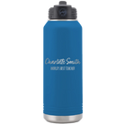 Personalized royal blue 32 oz vacuum insulated water bottle with 'Two Lines Name and Title' design