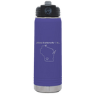 Laser etched purple 20 oz vacuum insulated water bottle with 'Wisconsin Heart' design