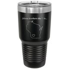 Laser etched black 30 oz vacuum insulated tumbler with 'Wisconsin Heart' design