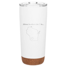 Laser etched white 20 oz vacuum insulated tumbler with 'Wisconsin Heart' design