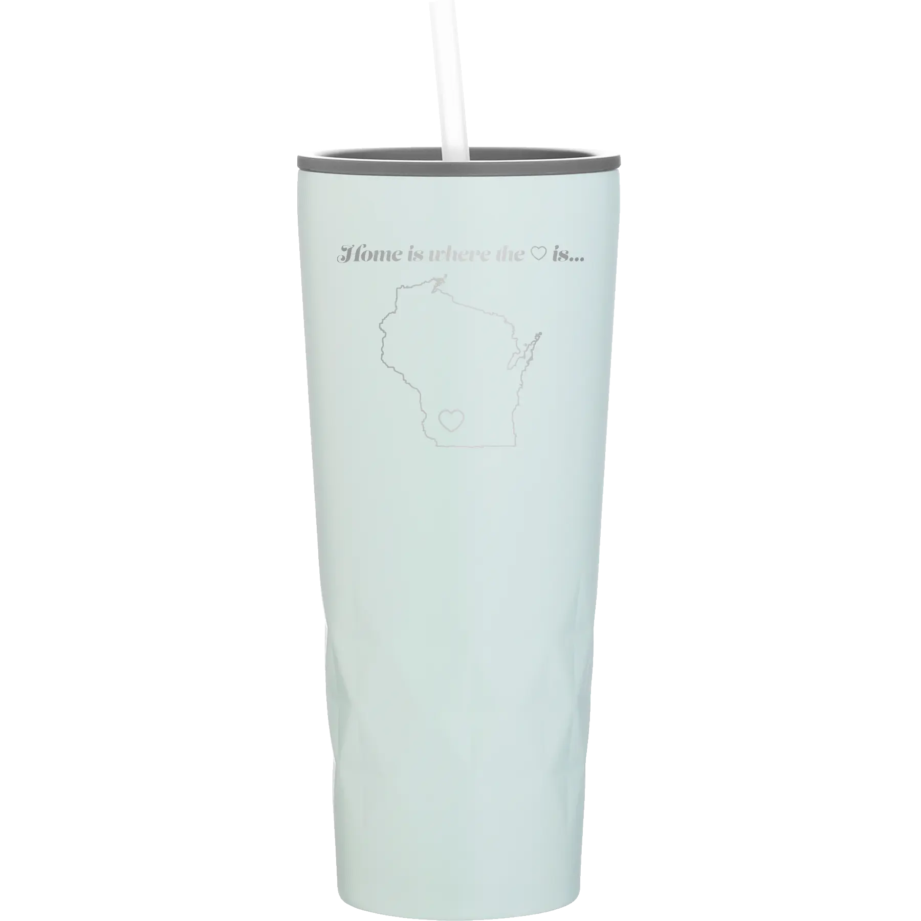 Laser etched meadow 20 oz vacuum insulated tumbler with 'Wisconsin Heart' design