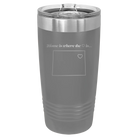 Laser etched dark gray 20 oz vacuum insulated tumbler with 'Colorado Heart' design